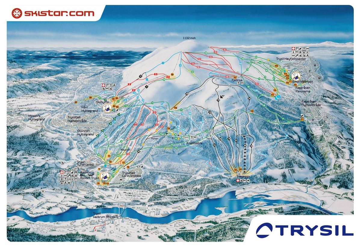 滑雪场的挪威地图