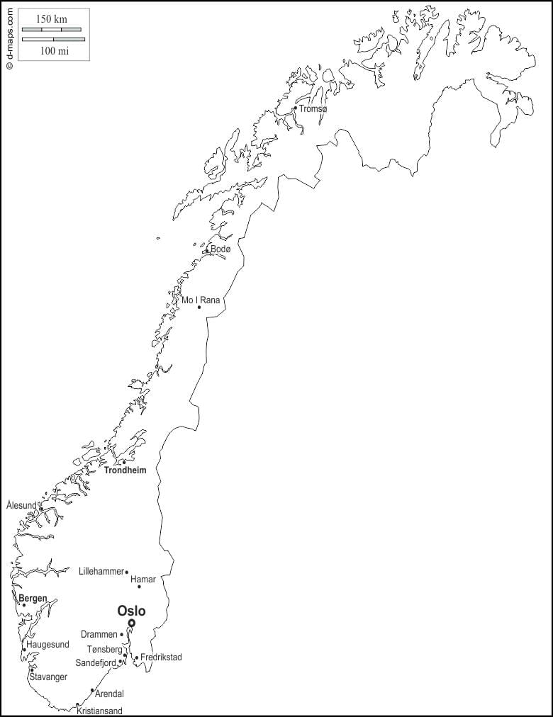 空白的地图上挪威