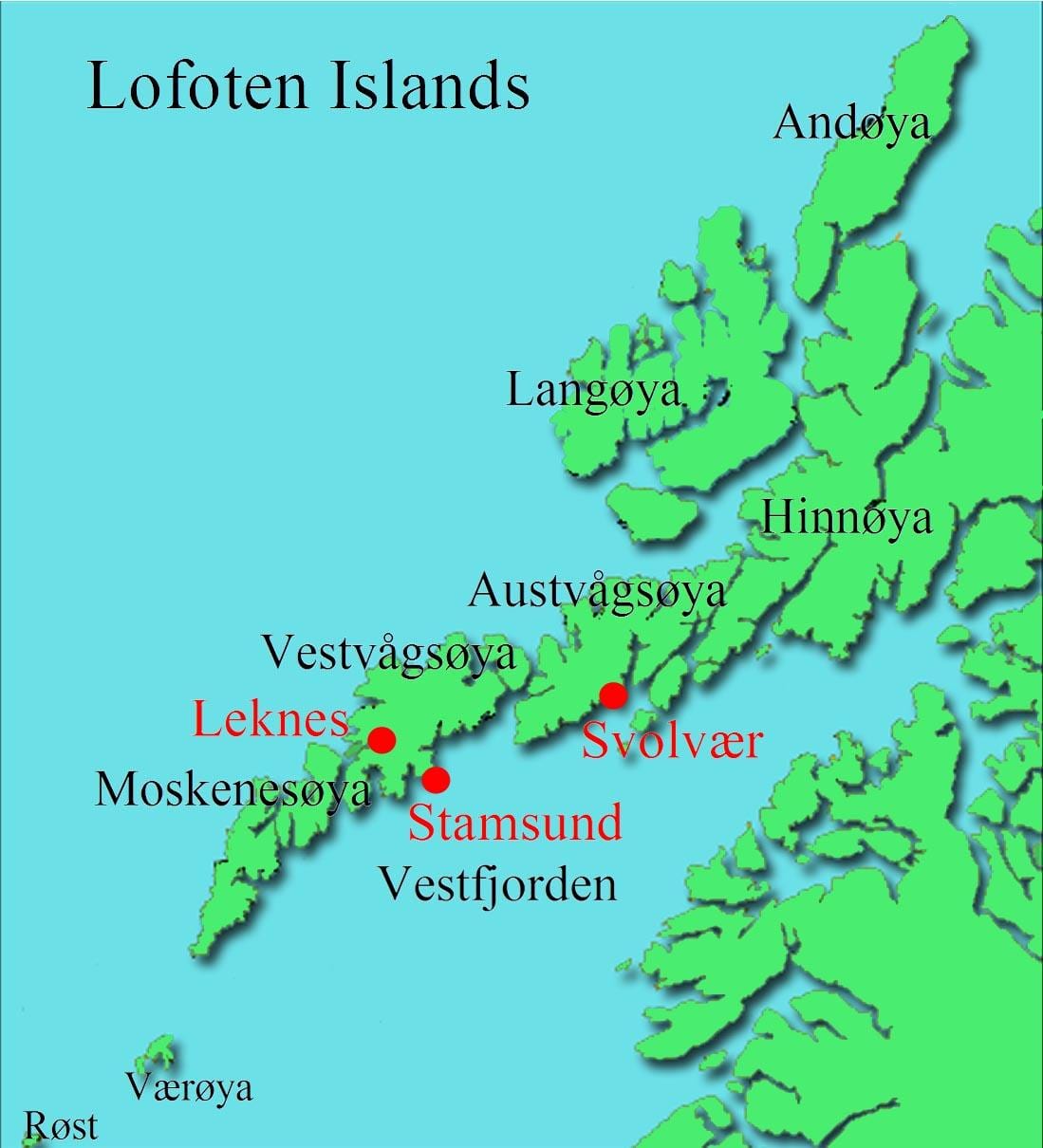 罗弗敦群岛，挪威地图