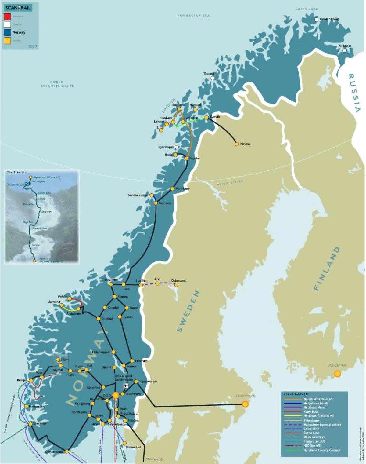 挪威铁路地图