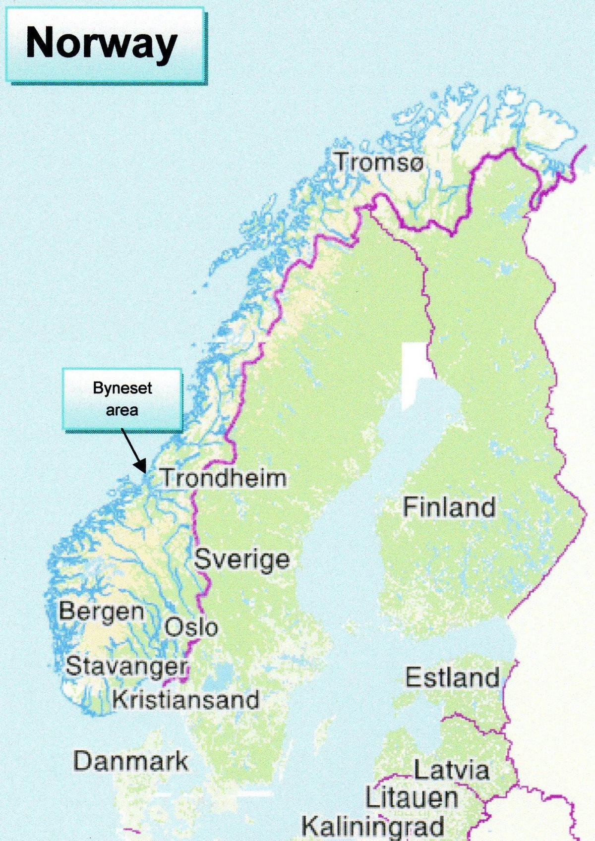 地图的特隆赫姆的挪威