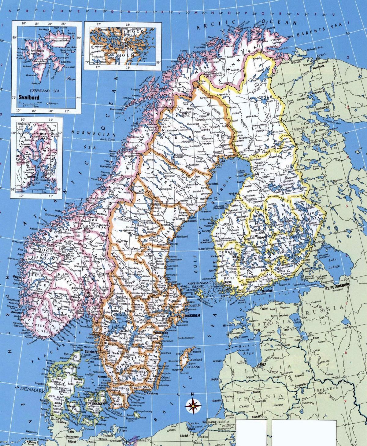 地图中详细挪威