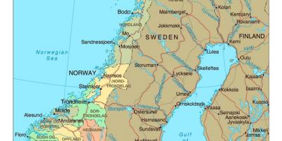 地图上挪威与城镇